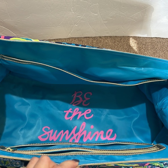 Lilly pulitzer traveler bag weekender large duffel bag blue patchwork - Picture 9 of 9